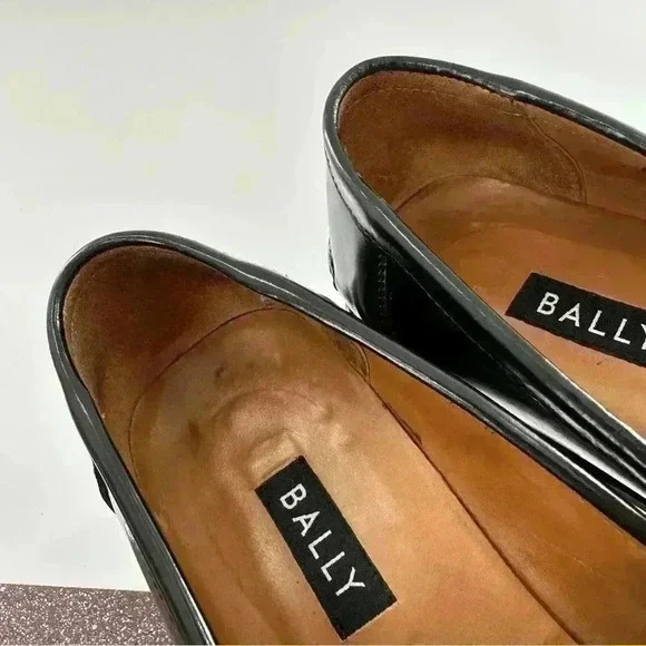 Bally raton mens dress shoes size 12 black Italian leather slip on loafers